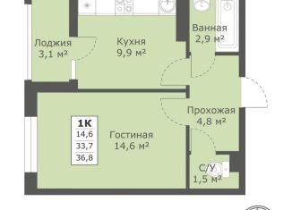 Продается 1-комнатная квартира, 36.8 м2, Ставрополь, Промышленный район