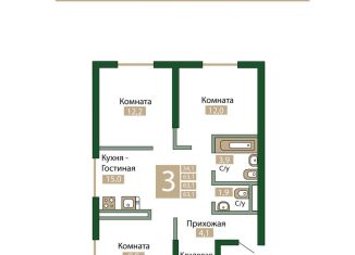 Продается 3-комнатная квартира, 63.1 м2, Крым
