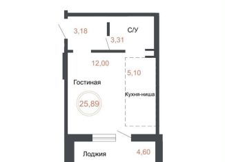 Продам квартиру студию, 25.9 м2, Челябинск, Днепропетровская улица, 5.3.1