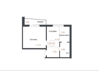 Продам двухкомнатную квартиру, 44.4 м2, Челябинская область, Днепропетровская улица, 5.3.1