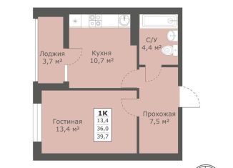 Продаю 1-ком. квартиру, 39.7 м2, Ставрополь, Промышленный район