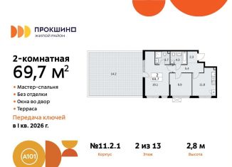2-ком. квартира на продажу, 69.7 м2, Москва, жилой комплекс Прокшино, к11.2.1