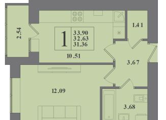 Продажа 1-комнатной квартиры, 32.6 м2, Калининград, Крейсерская улица, 13к1