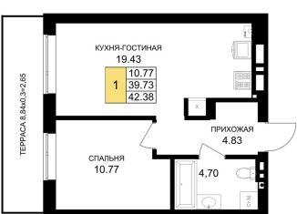 Продаю 1-комнатную квартиру, 42.4 м2, Калининградская область