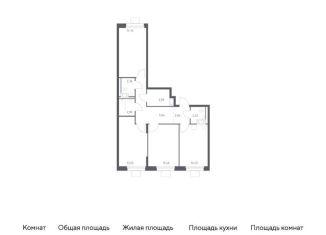 3-ком. квартира на продажу, 77.8 м2, Московская область, жилой комплекс Томилино Парк, к5.4