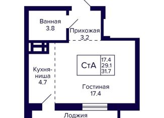 Продается квартира студия, 31.7 м2, Новосибирск, улица Фрунзе, с1, метро Золотая Нива