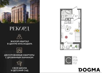 Продается квартира студия, 27.6 м2, Краснодар, Карасунский округ