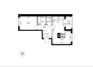 Продажа 2-комнатной квартиры, 49.6 м2, поселение Мосрентген