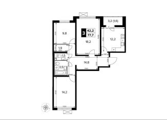 Продажа трехкомнатной квартиры, 77.7 м2, поселок Битца, Южный бульвар, 8