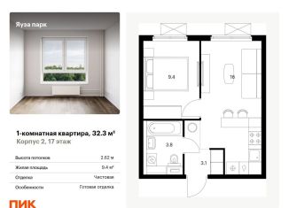 Продажа 1-комнатной квартиры, 32.3 м2, Мытищи, жилой комплекс Яуза Парк, 1