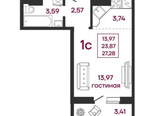 Продается квартира студия, 27.3 м2, Пензенская область, улица Баталина, 31