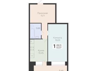 Продается однокомнатная квартира, 53.4 м2, Самара, 3-й квартал, 8, метро Юнгородок