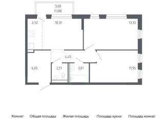 Продам двухкомнатную квартиру, 56.5 м2, Тюмень, жилой комплекс Чаркова 72, 2.1