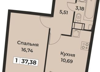 Продам однокомнатную квартиру, 37.4 м2, Мурино, проспект Авиаторов Балтики, 29к2, ЖК Авиатор