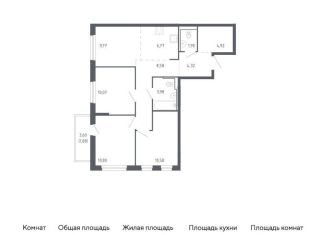 Продаю трехкомнатную квартиру, 72.8 м2, Тюмень, жилой комплекс Чаркова 72, 2.1