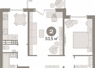 Продажа двухкомнатной квартиры, 53.5 м2, Екатеринбург, улица Викулова, 59к2, метро Геологическая