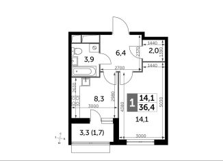 Продается 1-ком. квартира, 36.4 м2, посёлок Развилка, ЖК Римский