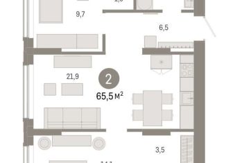 Продам 2-комнатную квартиру, 65.5 м2, Тюменская область