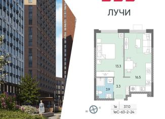 Продается однокомнатная квартира, 37 м2, Москва, Производственная улица, 17, метро Новопеределкино