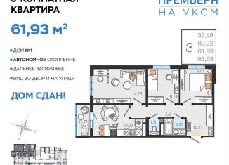 Продажа 3-комнатной квартиры, 61.9 м2, Ульяновская область, улица Посёлок УКСМ