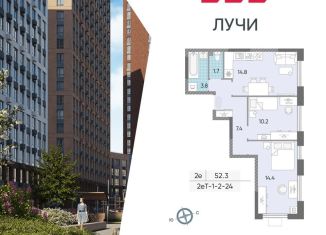 Продается двухкомнатная квартира, 52.3 м2, Москва, Производственная улица, 17, ЖК Лучи
