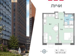 Однокомнатная квартира на продажу, 37.4 м2, Москва, Производственная улица, 17, район Солнцево