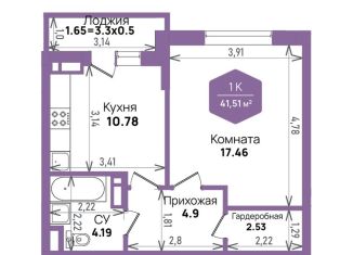 Продам однокомнатную квартиру, 41.5 м2, Краснодарский край, Константиновская улица, 5лит6