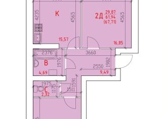 Продажа 2-комнатной квартиры, 67.7 м2, Вологодская область, Шекснинский проспект, 40