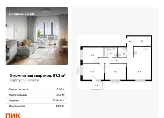 Трехкомнатная квартира на продажу, 87.3 м2, Приморский край