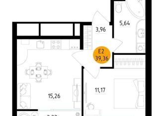 Продажа 1-комнатной квартиры, 39.4 м2, Рязань