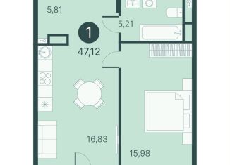 Продам 1-комнатную квартиру, 47.1 м2, Тюмень