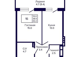 1-ком. квартира на продажу, 43.2 м2, Новосибирск, метро Гагаринская, улица Ляпидевского, 5