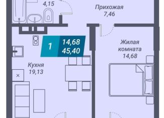 Продам однокомнатную квартиру, 45.4 м2, Новосибирск, улица Королёва, 19, метро Маршала Покрышкина