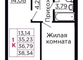 Однокомнатная квартира на продажу, 36.8 м2, Ростовская область