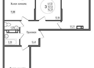 Продается 3-комнатная квартира, 74.3 м2, Краснодар, Карасунский округ
