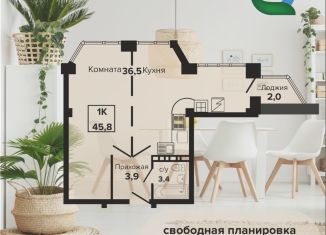 Продаю 1-комнатную квартиру, 45.8 м2, Ставропольский край