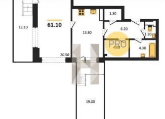 Продается 2-комнатная квартира, 61.1 м2, Пензенская область, жилой комплекс Квартал 55, кА4