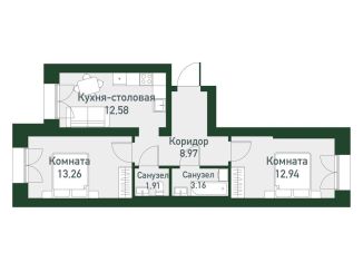 2-ком. квартира на продажу, 49.5 м2, Екатеринбург, Ленинский район