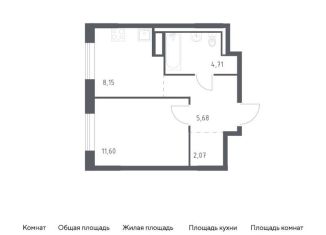 1-комнатная квартира на продажу, 32.2 м2, Ленинградская область, жилой комплекс Квартал Лаголово, 1