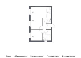 Продается двухкомнатная квартира, 54.3 м2, деревня Столбово, жилой комплекс Эко Бунино, 14.2