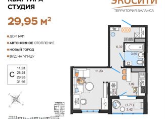 Квартира на продажу студия, 30 м2, Ульяновск, жилой комплекс ЭкоСити, 11
