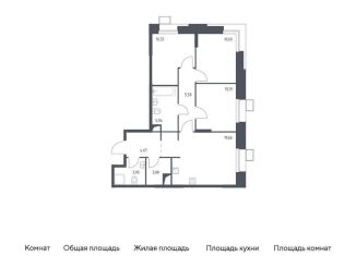 Продается трехкомнатная квартира, 73.1 м2, поселение Мосрентген, многофункциональный комплекс Тропарево Парк, к2.2