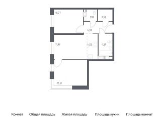 Продам двухкомнатную квартиру, 52.9 м2, поселение Филимонковское, Золотошвейная улица
