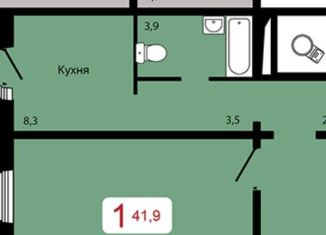 1-комнатная квартира на продажу, 41.9 м2, Красноярский край