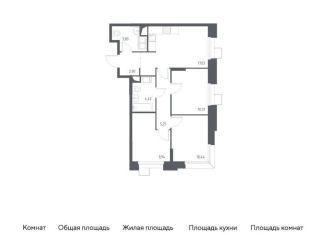 Трехкомнатная квартира на продажу, 64.1 м2, поселение Мосрентген, многофункциональный комплекс Тропарево Парк, к2.3