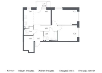 Двухкомнатная квартира на продажу, 62.9 м2, Московская область, микрорайон Пригород Лесное, к12.2