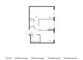 Продам 2-комнатную квартиру, 52.2 м2, деревня Мисайлово, микрорайон Пригород Лесное, к18
