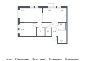 Продам 2-комнатную квартиру, 62.6 м2, Московская область, жилой комплекс Квартал Авиаторов, к8