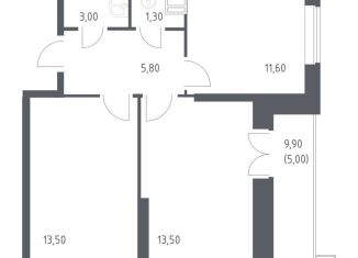 Продаю двухкомнатную квартиру, 53.2 м2, деревня Путилково, Просторная улица, 14