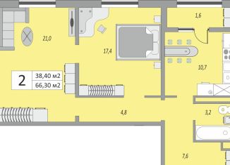 Продам 2-комнатную квартиру, 66.3 м2, Оренбург, Промышленный район, жилой комплекс Осенний Лист, 6